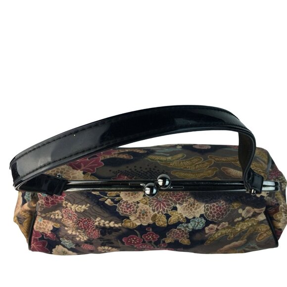 Womens Fabric Carpetbagger Handbag Floral Purse Kiss Lock Clasp Bueno U Short Ha - Picture 5 of 9